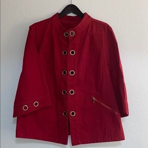 Women’s Red Eyelet-Front Jacket